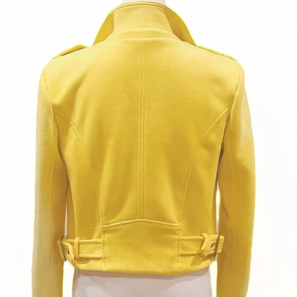Yellow Faux Suede Moto Jacket - Picture 3 of 4